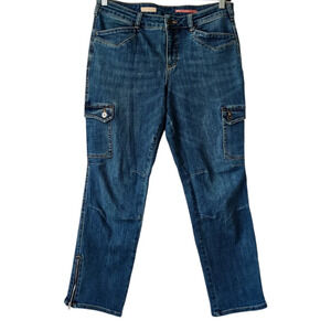 ANTHROPOLOGIE PILCRO Mid-Rise Slim Straight Leg Cargo Jeans 31 Ankle Zipper
